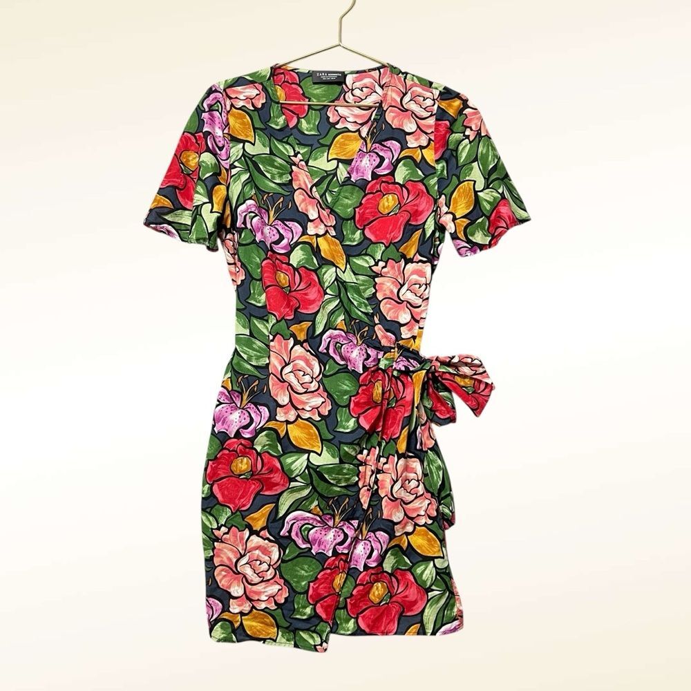 Zara Womens Colorful Floral Beach Wrap Swim Coverup Resort Travel Vacation Beach